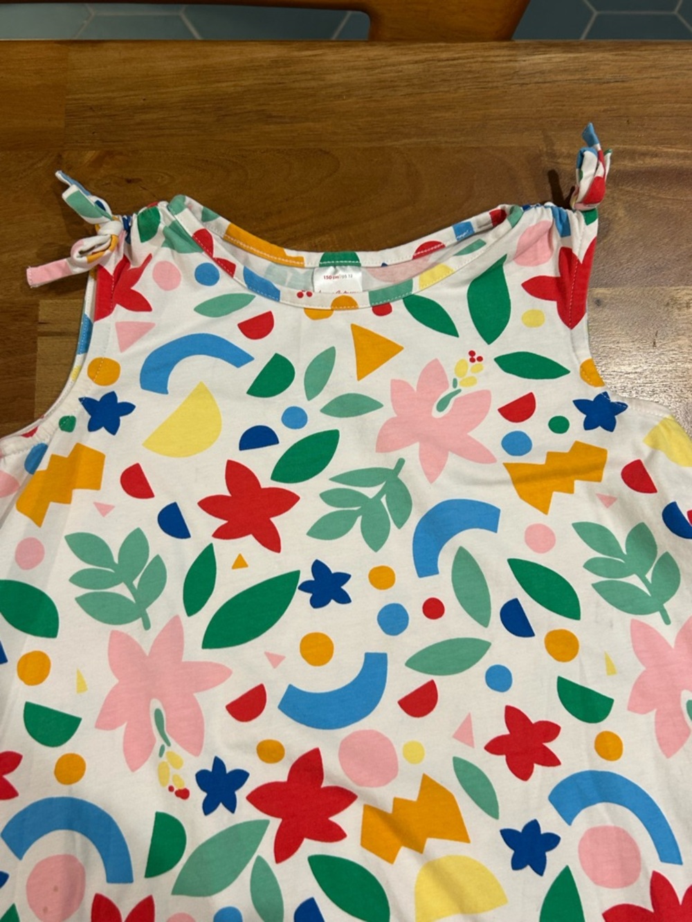 Hanna Andersson Girls Colorful Floral & Leaf Print Flowy Cotton Sundress Sz. 150 - Picture 5 of 10